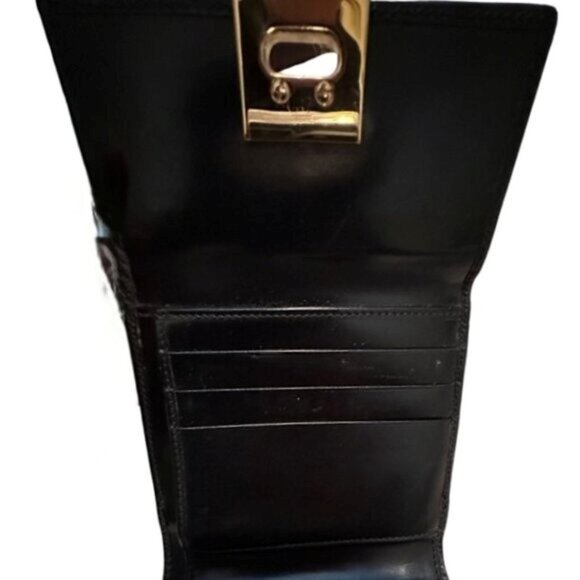 Salvatore Ferragamo Tri-Fold Black Leather Wallet with Coin Pouch - Picture 10 of 11